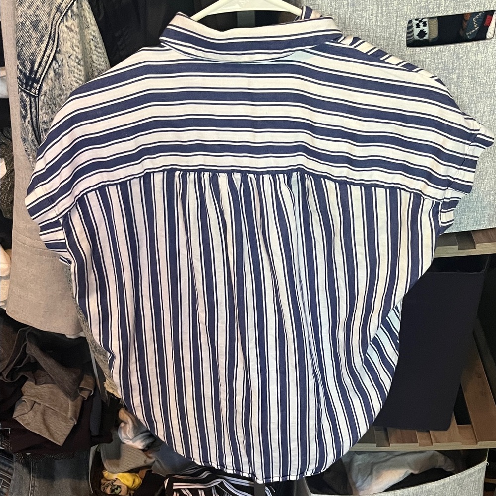 Madewell 100% cotton oversized blue and white striped top - Picture 3 of 5